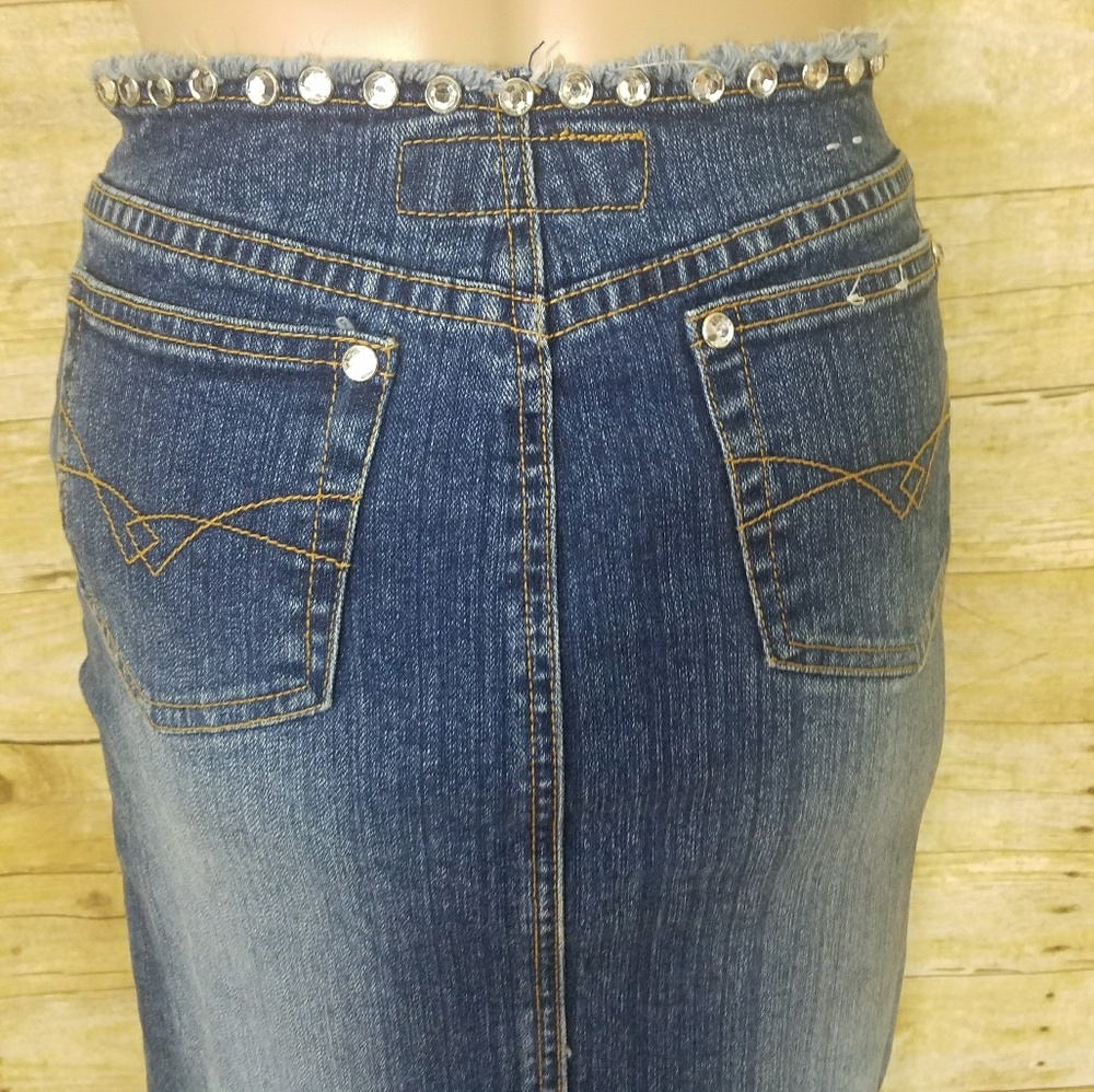 Denim rhinestone skirt